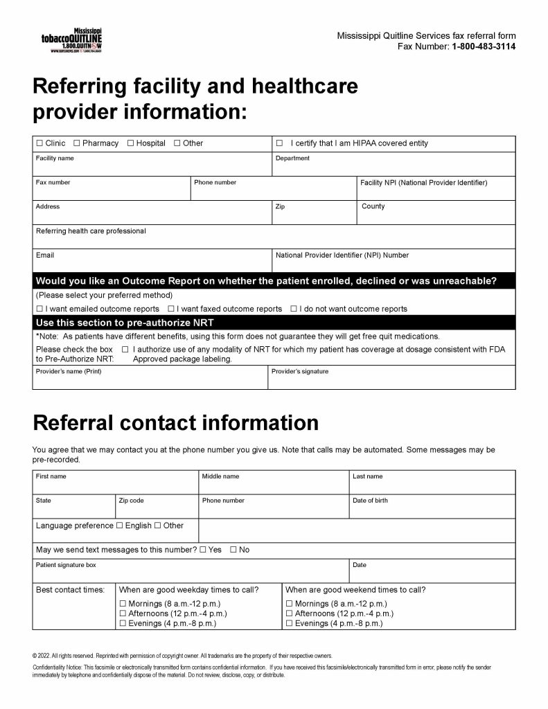 Fax Referral Form